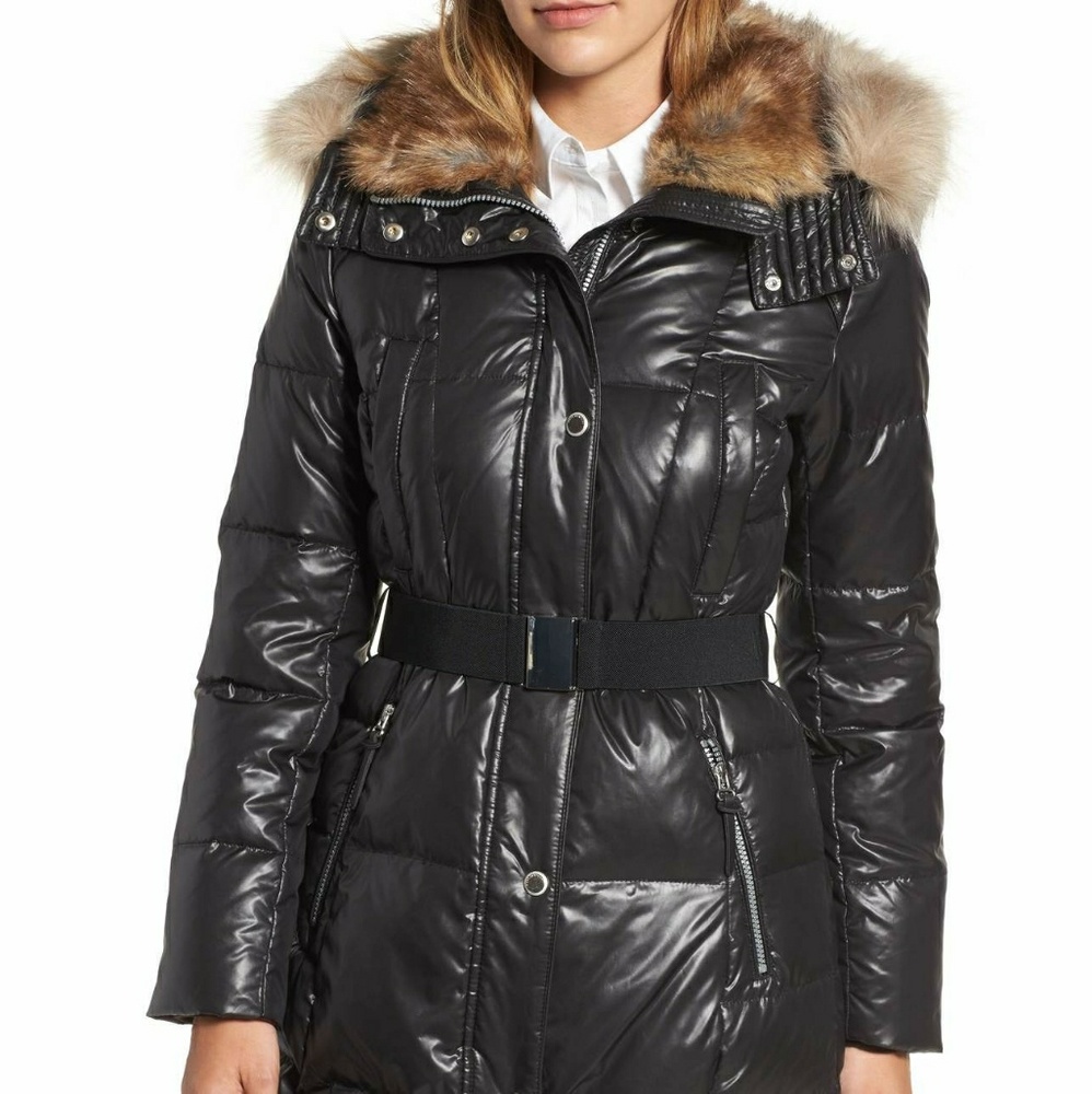 Andrew mark faux fur puffer maxi jacket